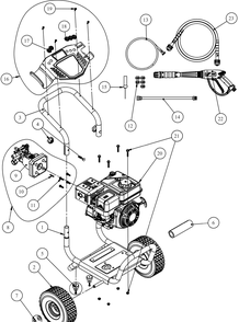 General Assembly Diagram and Parts List for CC3400 (26BAJM1710-61070)(2019) Cub Cadet Pressure Washer